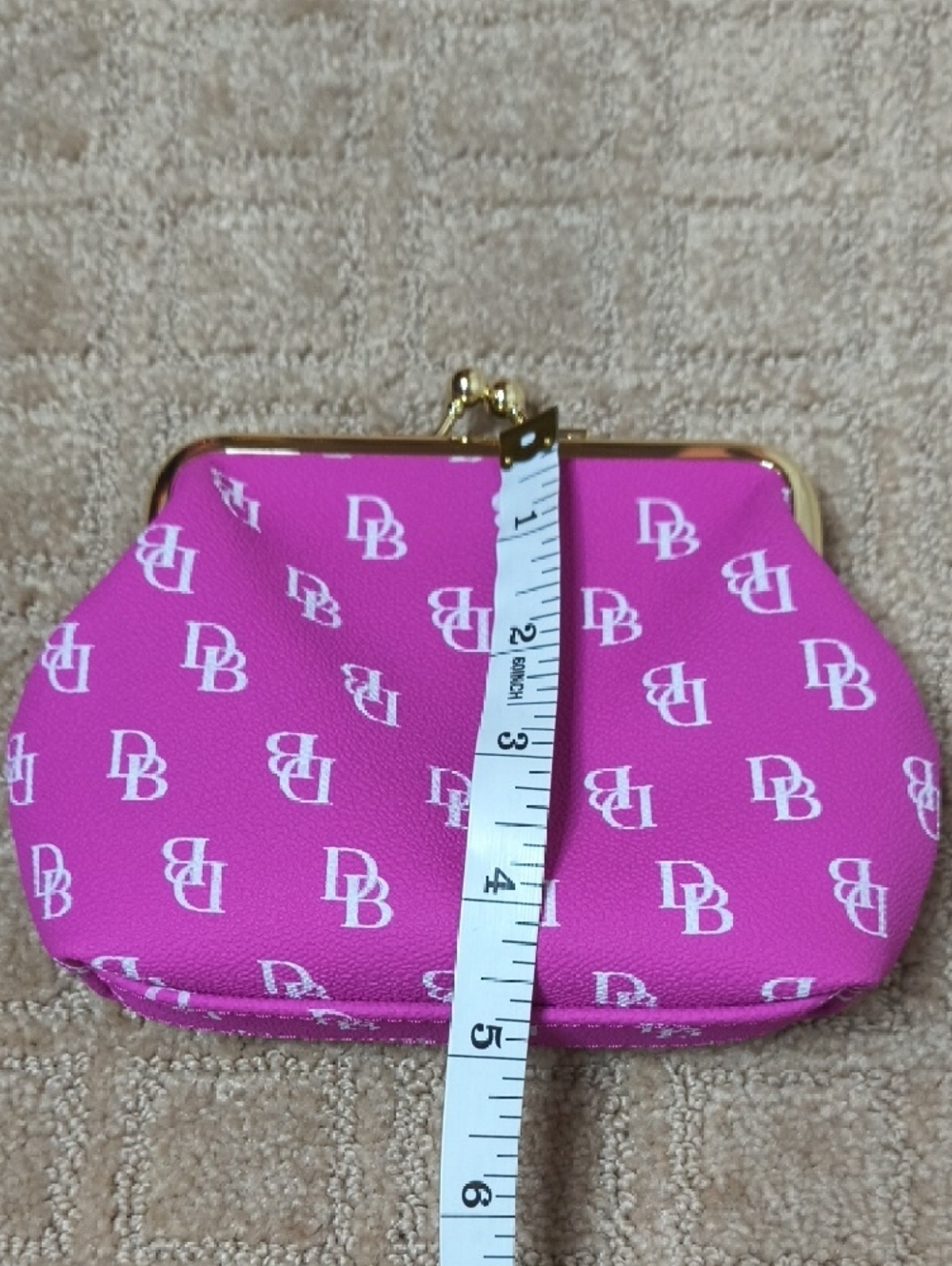Dooney & Bourke Pink DB Logo Kiss-Lock Coin Purse - Picture 7 of 8